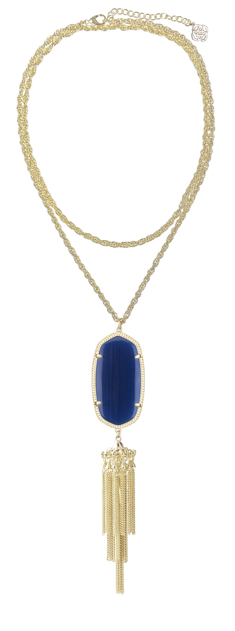 Rayne Gold Long Pendant Necklace in Navy Cat's Eye image number 1