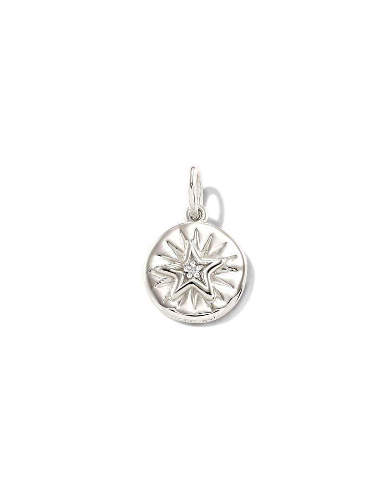 Shooting Star Oxidized Sterling Silver Charm in White Sapphire image number 0