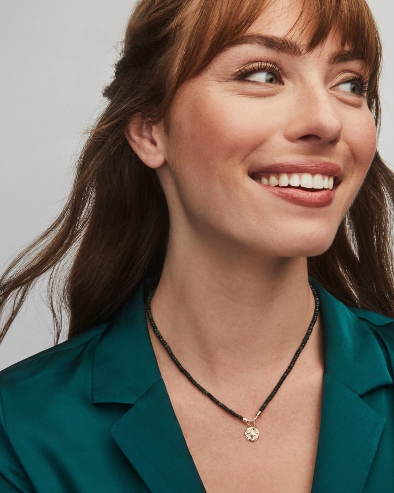 Erika 14k Yellow Gold Strand Necklace in Black Opal & White Diamond image number 2