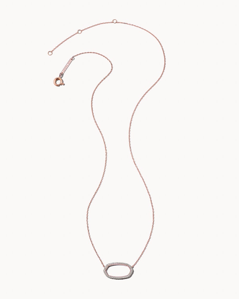 Elisa 14k Rose Gold Open Frame Pendant Necklace in White Diamond image number 1