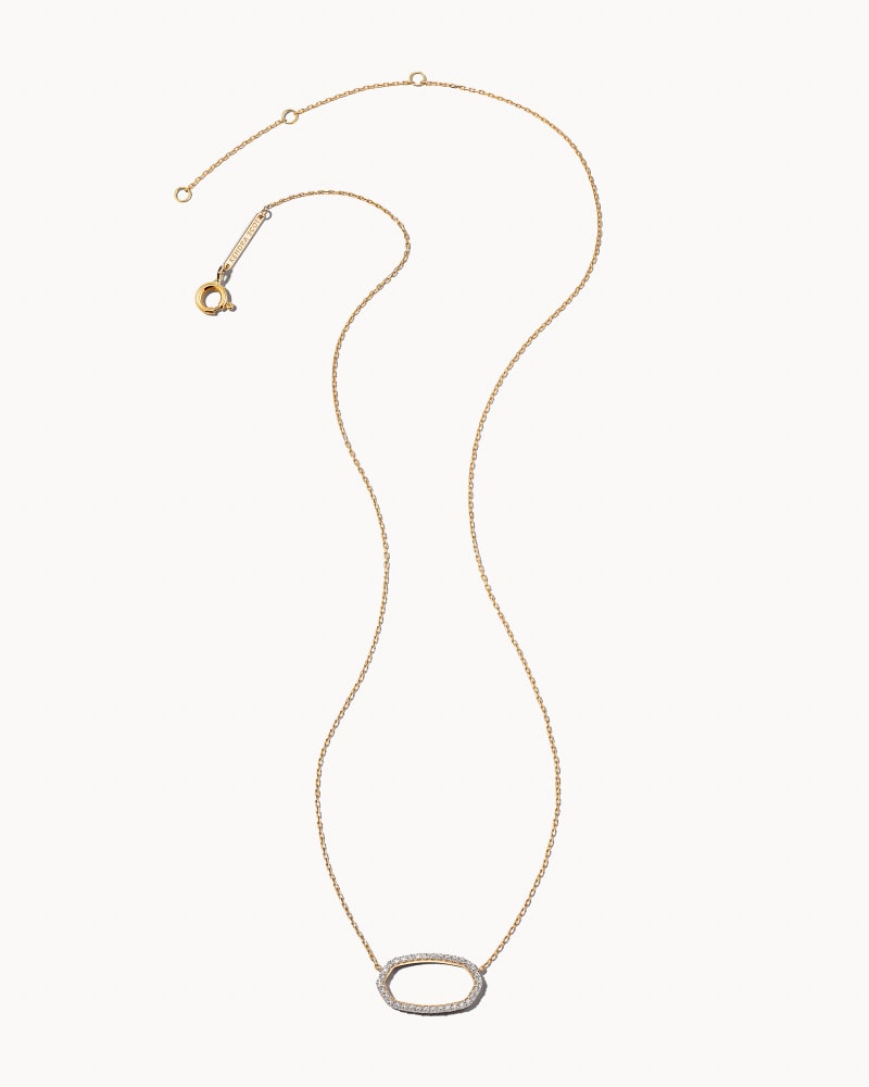 Elisa 14k Yellow Gold Open Frame Pendant Necklace in White Diamond image number 2