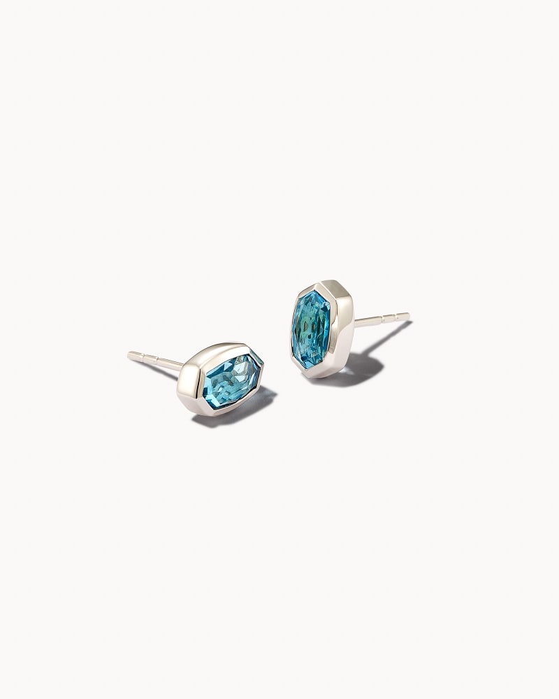 Nellie 14k White Gold Stud Earrings in Light Blue Topaz image number 0