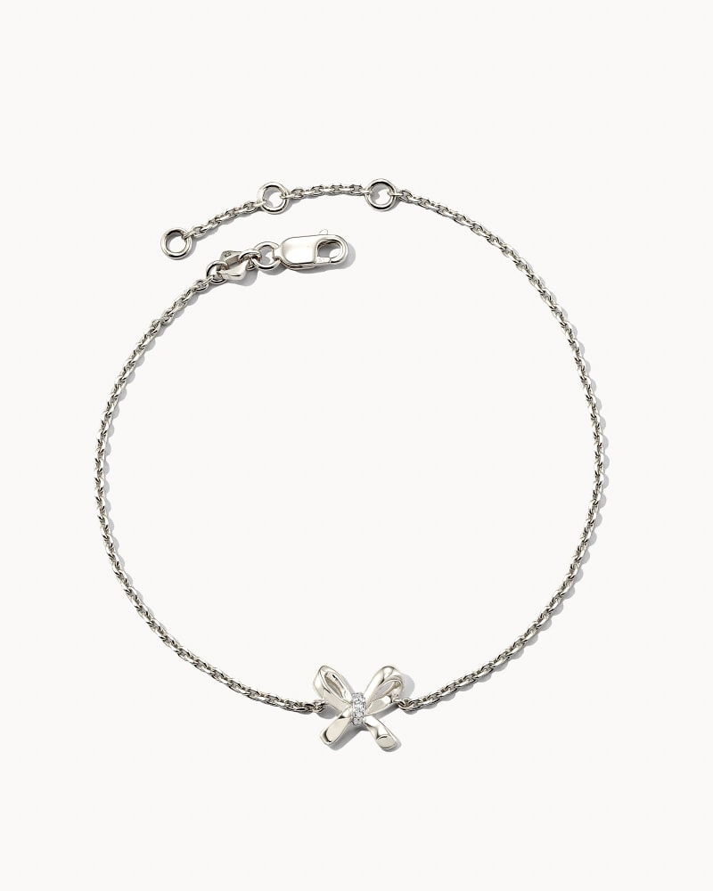 Bow Sterling Silver Delicate Bracelet in White Diamond image number 0