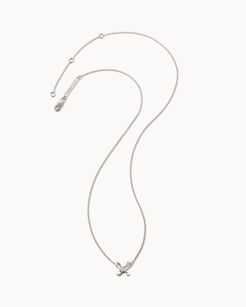 Bow Sterling Silver Pendant Necklace in White Diamond image number 2