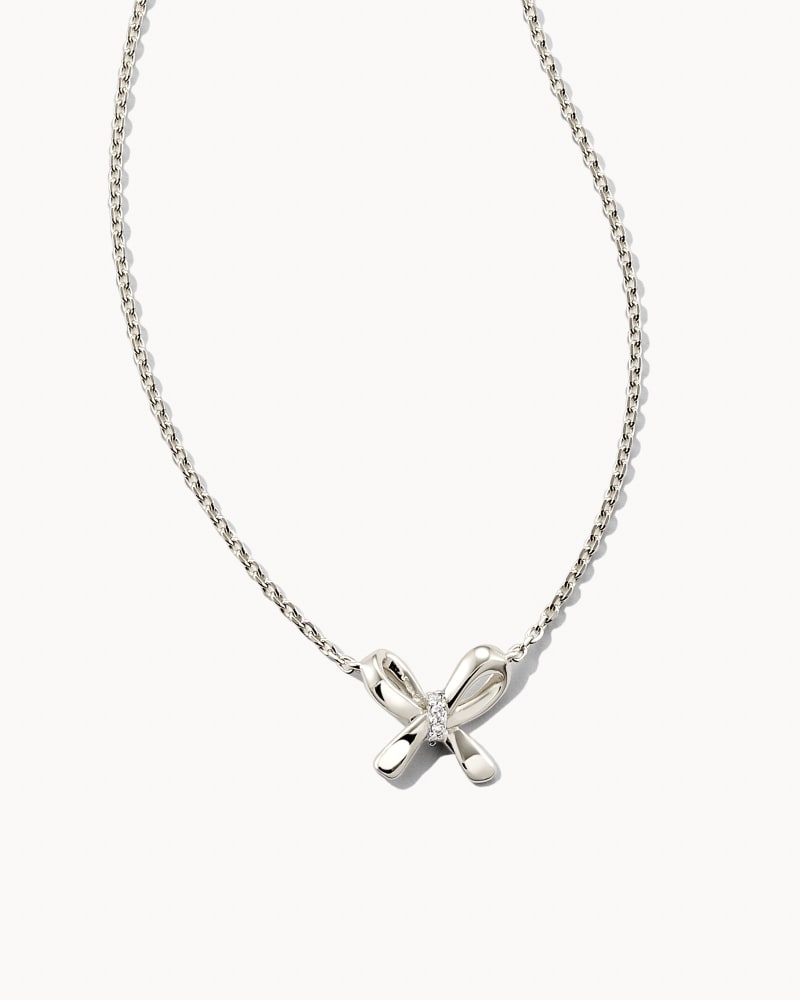 Bow Sterling Silver Pendant Necklace in White Diamond image number 0