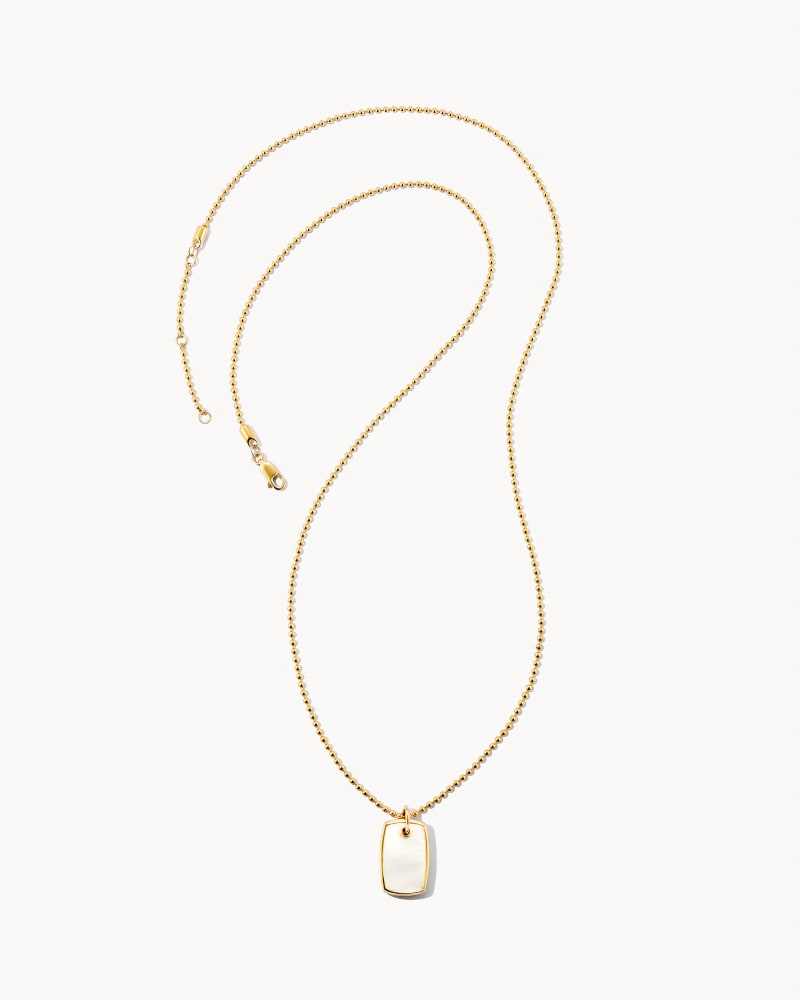 Dog Tag 18k Gold Vermeil Charm Necklace in Ivory Mother-Of-Pearl image number 1