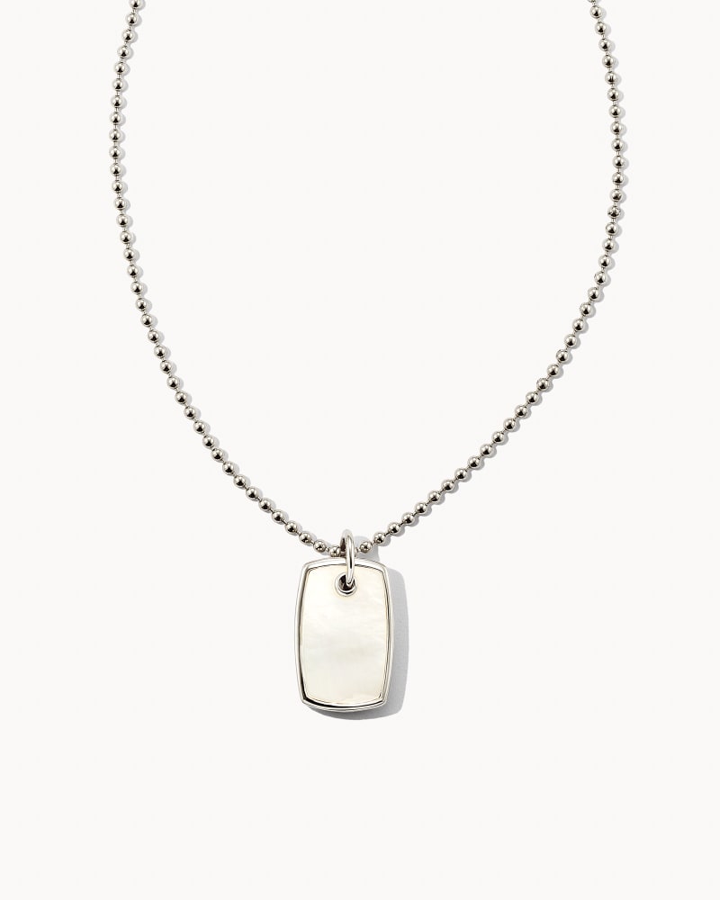 Dog Tag Sterling Silver Charm Necklace in Ivory Mother-Of-Pearl image number 0