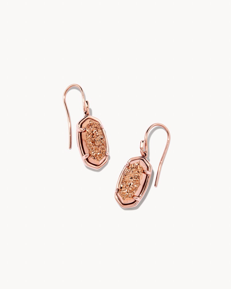 Lee 18k Rose Gold Vermeil Drop Earrings in Rose Gold Drusy image number 0