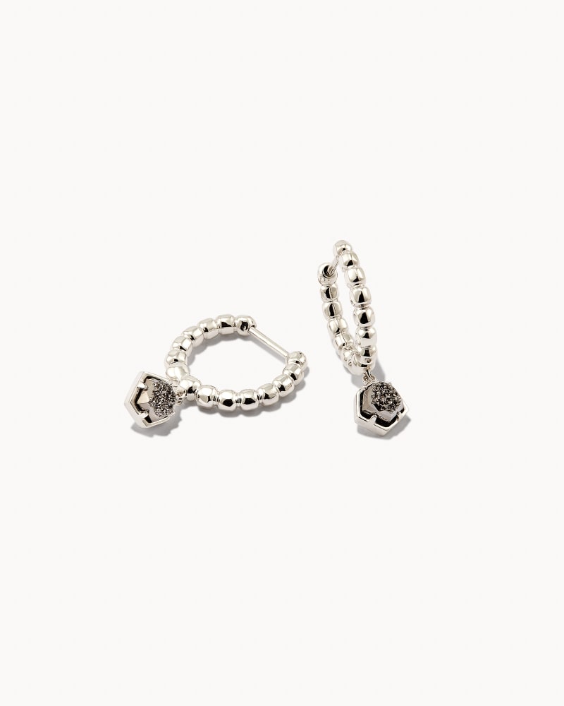 Vanessa Sterling Silver Huggie Earrings in Platinum Drusy image number 0