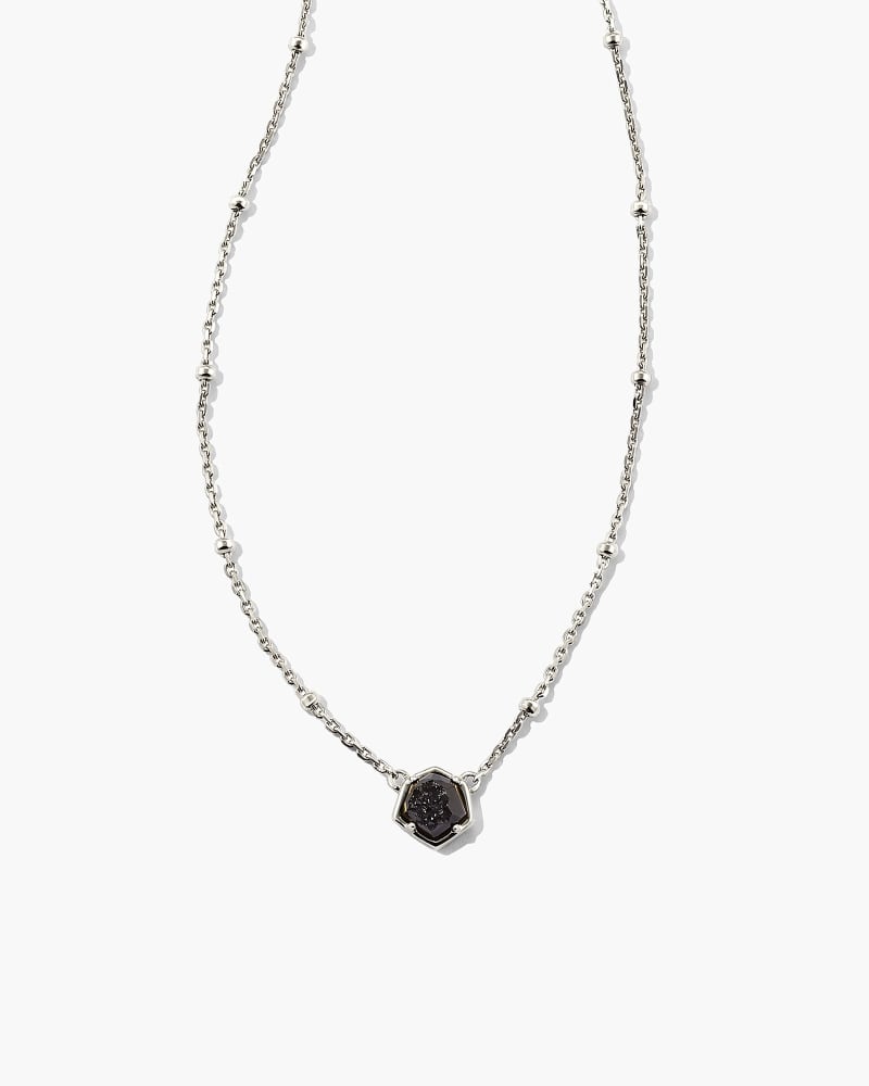Vanessa Sterling Silver Pendant Necklace in Black Drusy image number 0