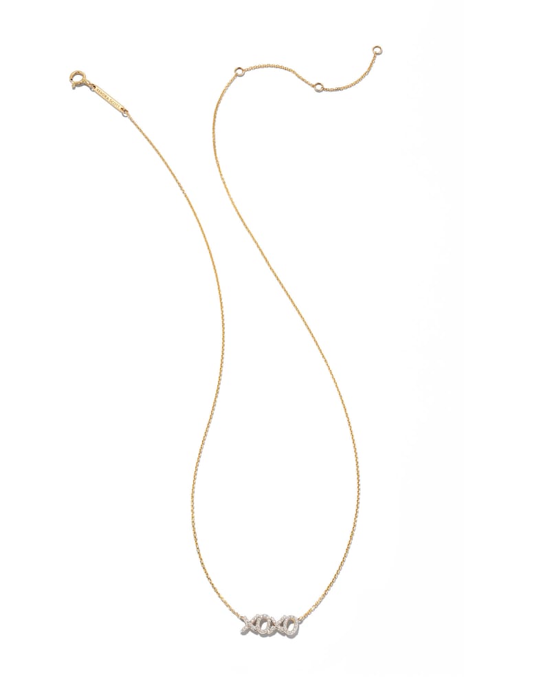 XO 14k Yellow Gold Pendant Necklace in White Diamond image number 2