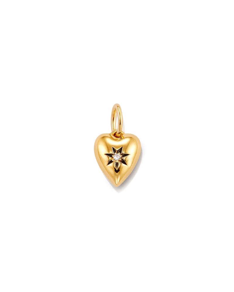 Heart 18k Yellow Gold Vermeil Charm in White Sapphire image number 0