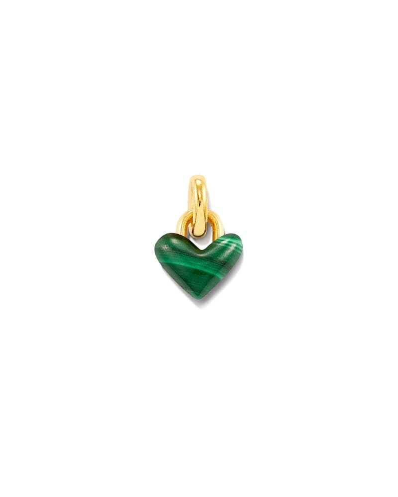 Small Angie Carved Heart 18k Yellow Gold Vermeil Charm in Malachite image number 0