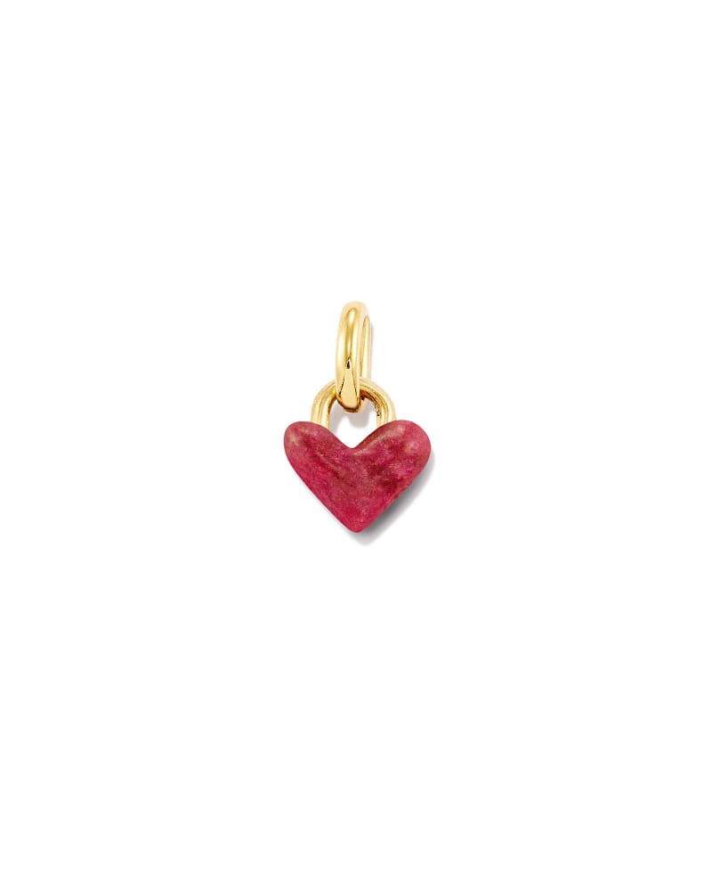 Small Angie Carved Heart 18k Yellow Gold Vermeil Charm in Raspberry Labradorite image number 0