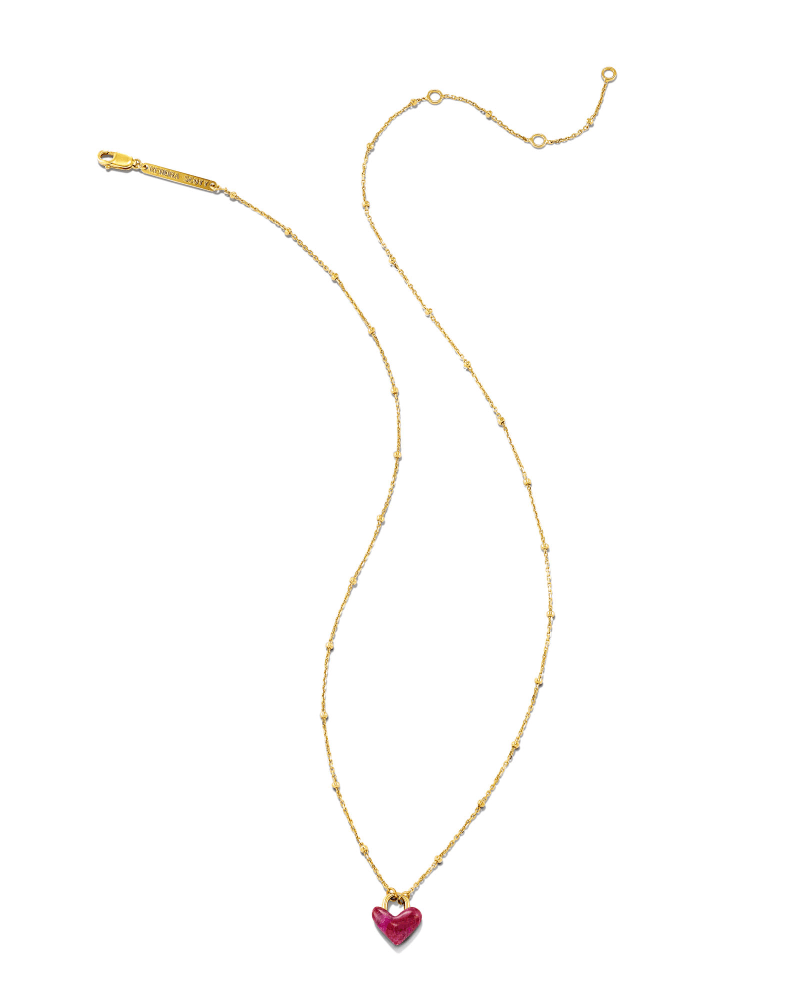 Angie Carved Heart 18k Yellow Gold Vermeil Pendant Necklace in Raspberry Labradorite image number 1