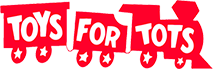 Toys for Tots red and white train logo
