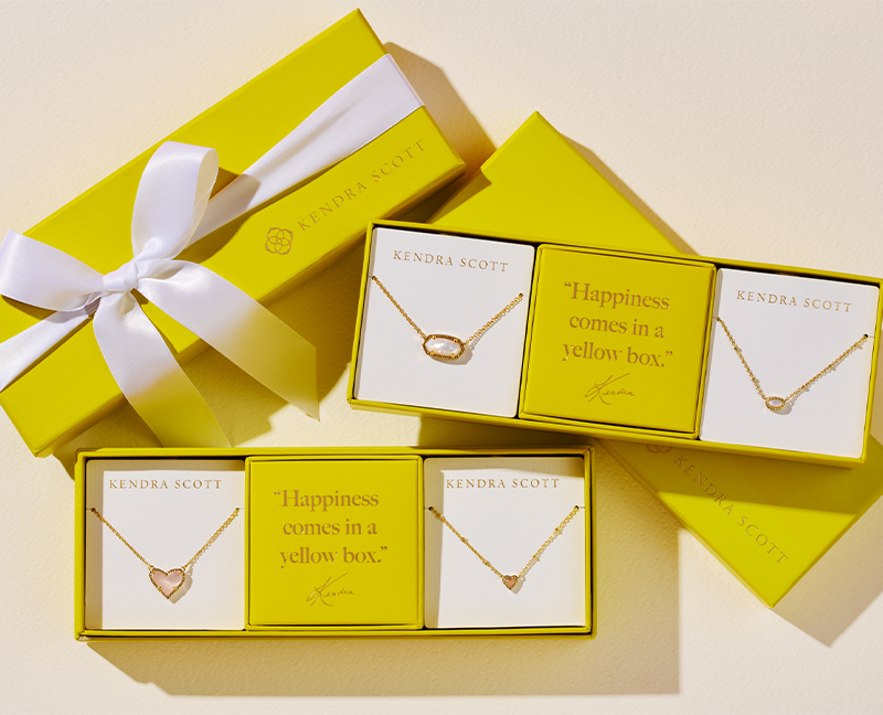 Gift Set Kendra Scott Necklace Box Brass Pendant Kendra Scott Box