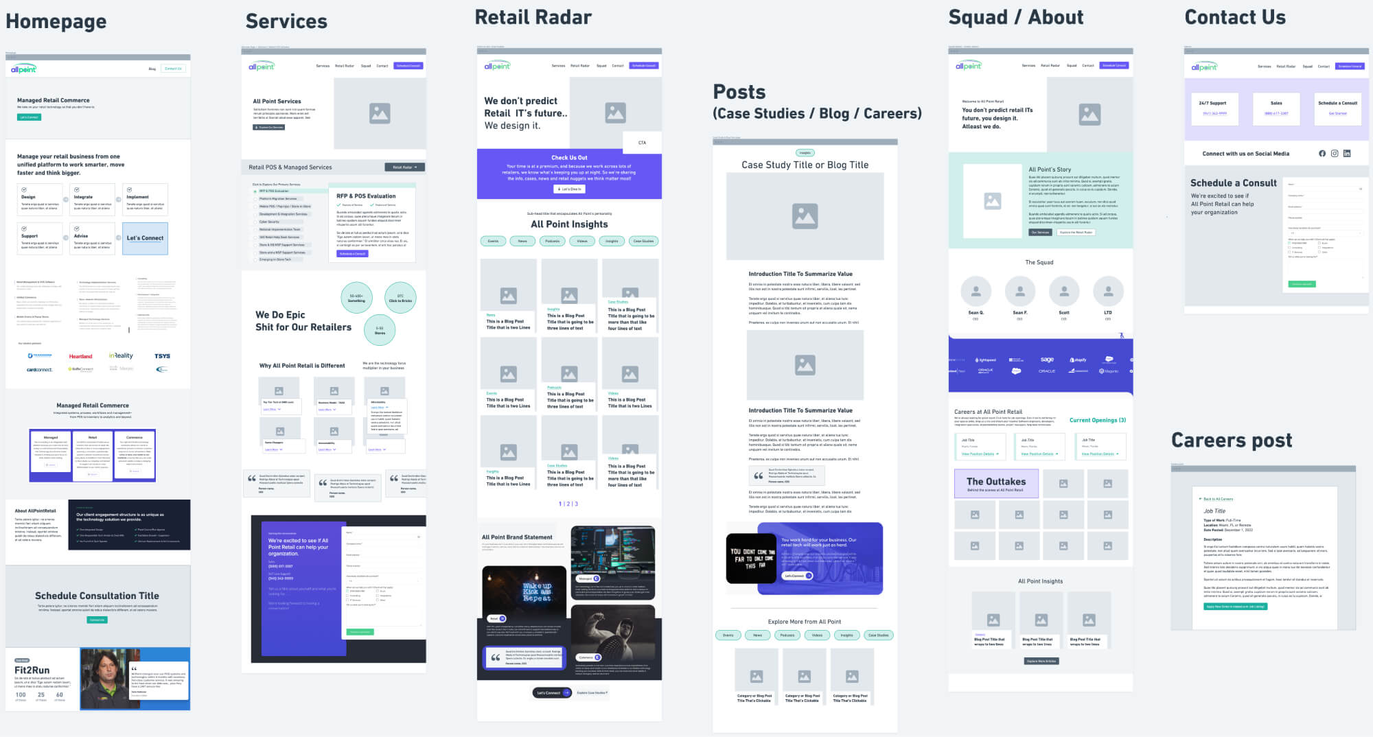 All Point Retail Wireframes