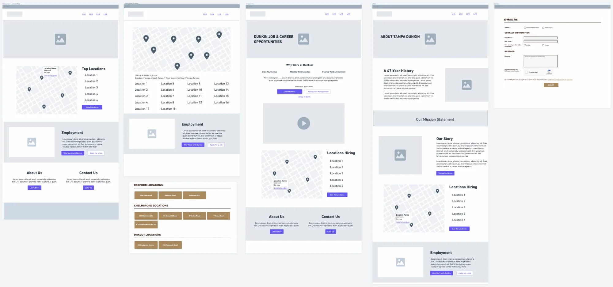 Tampa Dunkin’ wireframes