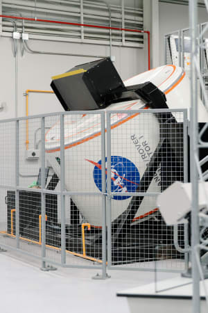 Student using a computer at the Astronaut Training Experience