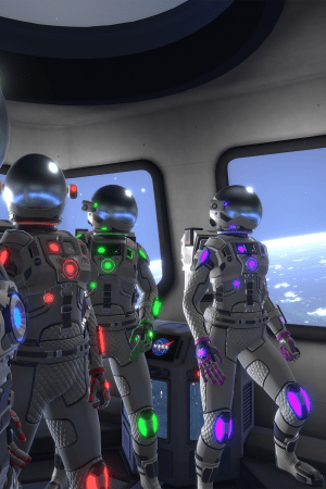 Astronauts in space shown during the Hyperdeck VR experience