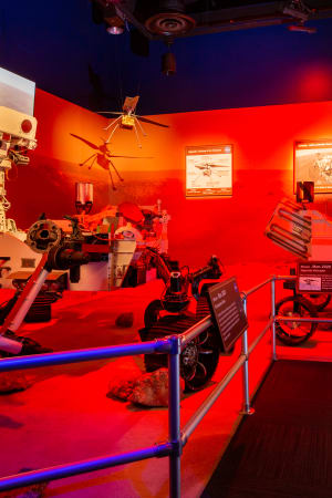 Rovers on display at the Journey To Mars attraction