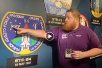 Kennedy Space Center tour guide giving a lesson