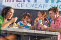 Family eating ice cream at the Milky Way Ice Cream Shop