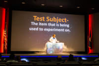 Team member presenting at the "It's a Matter of Fact" show