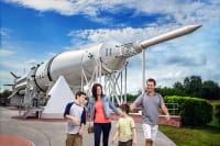 Family walking through the Rocket Garden