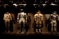 Space suits throughout the years on display