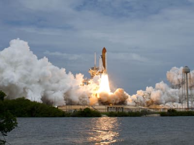 Space Shuttle Atlantis is seen as it launches from pad 39A on Friday, July 8, 2011, at NASA's Kennedy Space Center in Cape Canaveral, Florida on mission STS-135.