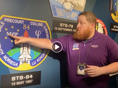 Kennedy Space Center tour guide giving a lesson