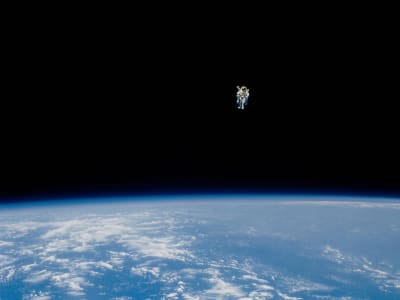Astronaut floating in space