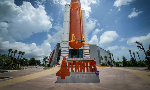 Space Shuttle Atlantis on display outside of the Kennedy space Center