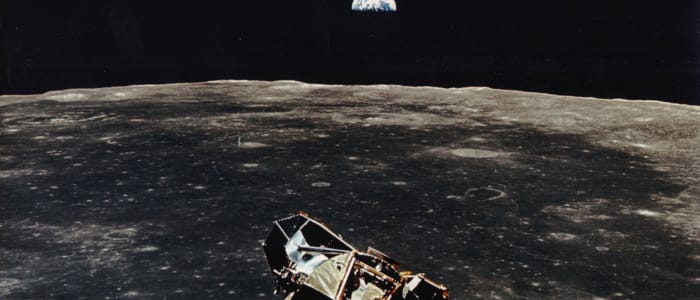 View of the Earth in space from the Moon