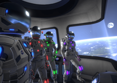 Astronauts in space shown during the Hyperdeck VR experience