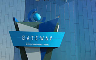 Gateway sign on the building at the Kennedy Space Center