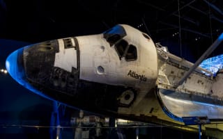 Atlantis space shuttle on display inside of the Kennedy Space Center