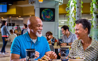Couple eating at The Orbit Cafe