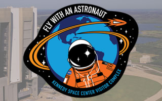 Fly with an astronaut logo