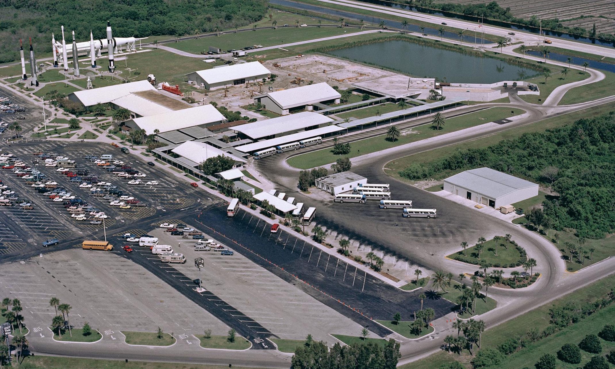 An aerial view of the Visitor Information Center in 1983.