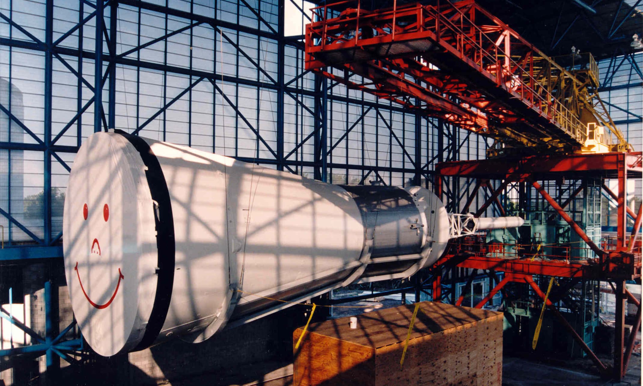 The Saturn V rocket was moved from its outdoor location and into the newly constructed Apollo/Saturn V Center.