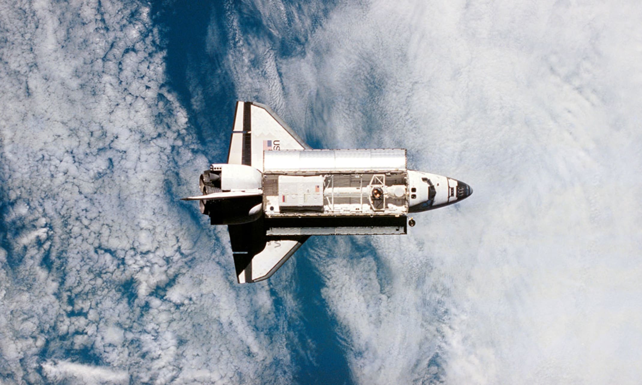 Space shuttle Atlantis as seen from Russia’s Mir Space Station