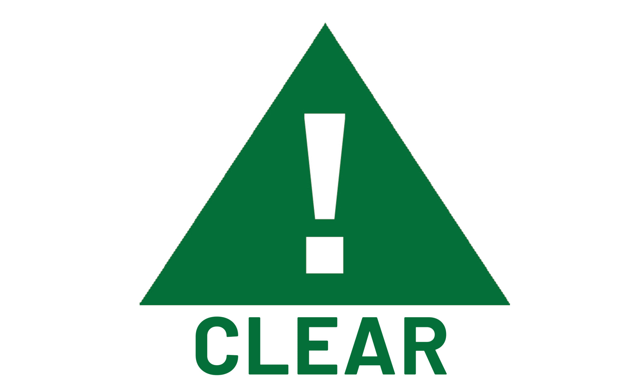 A green triangle with a white exclamation mark, means that the weather is all clear