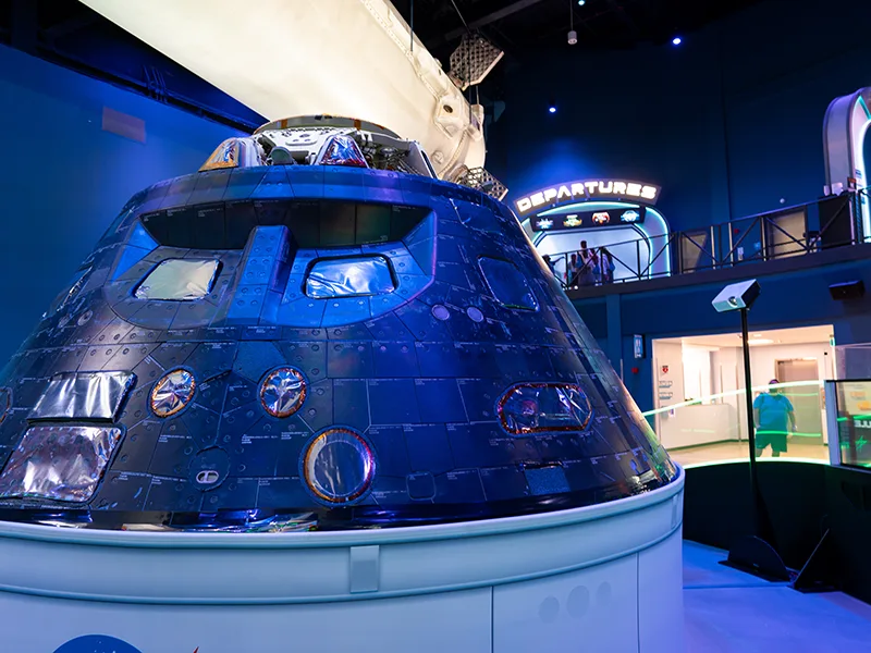 The Orion capsule used in the EFT-1 test located in Gateway: The Deep Space Launch Complex®