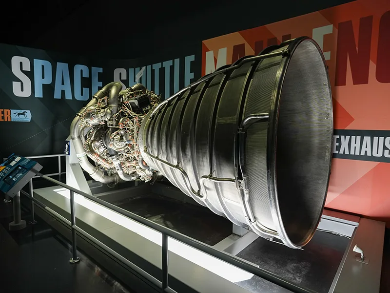 RS25 Engine manufactured by L3Harris for use on the space shuttle orbiters. This engine is located in Space Shuttle Atlantis®