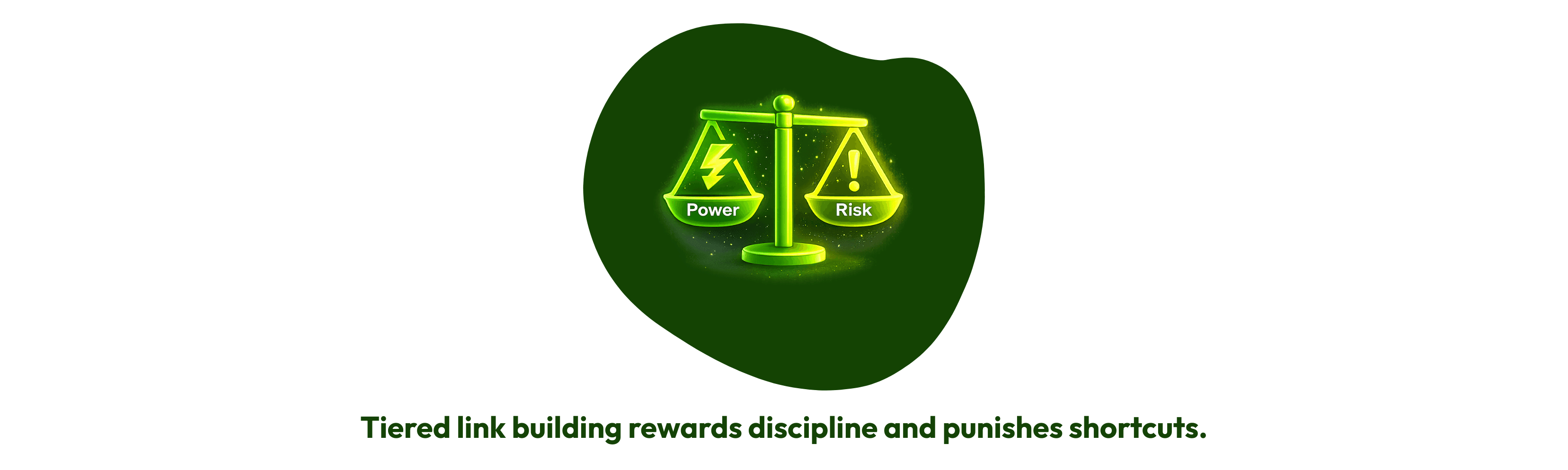 Closing visual illustrating the balance between power and risk in tiered link building, emphasizing the need for careful execution, quality-first strategy, and ethical SEO practices.