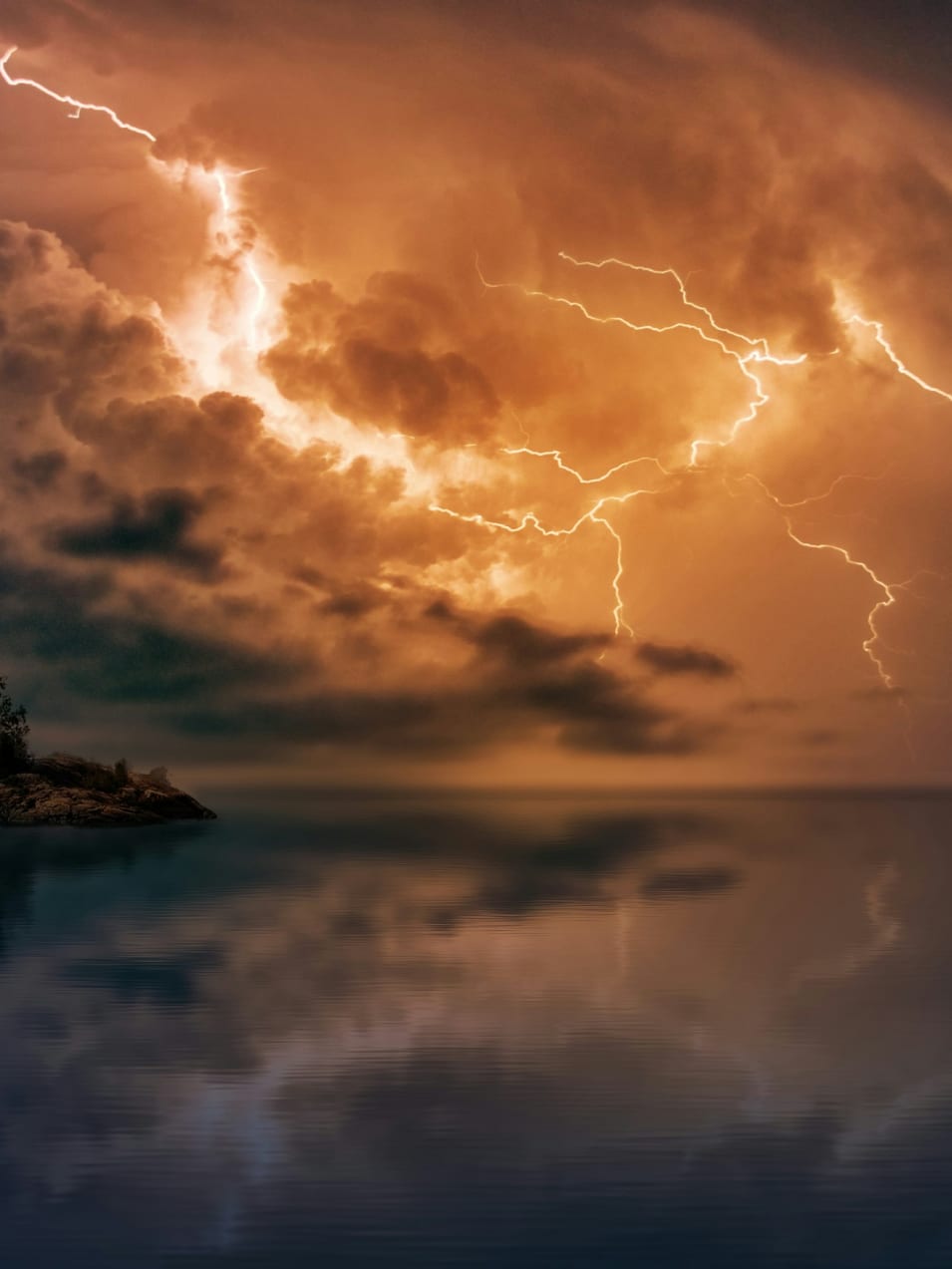 Photo of island and thunder
