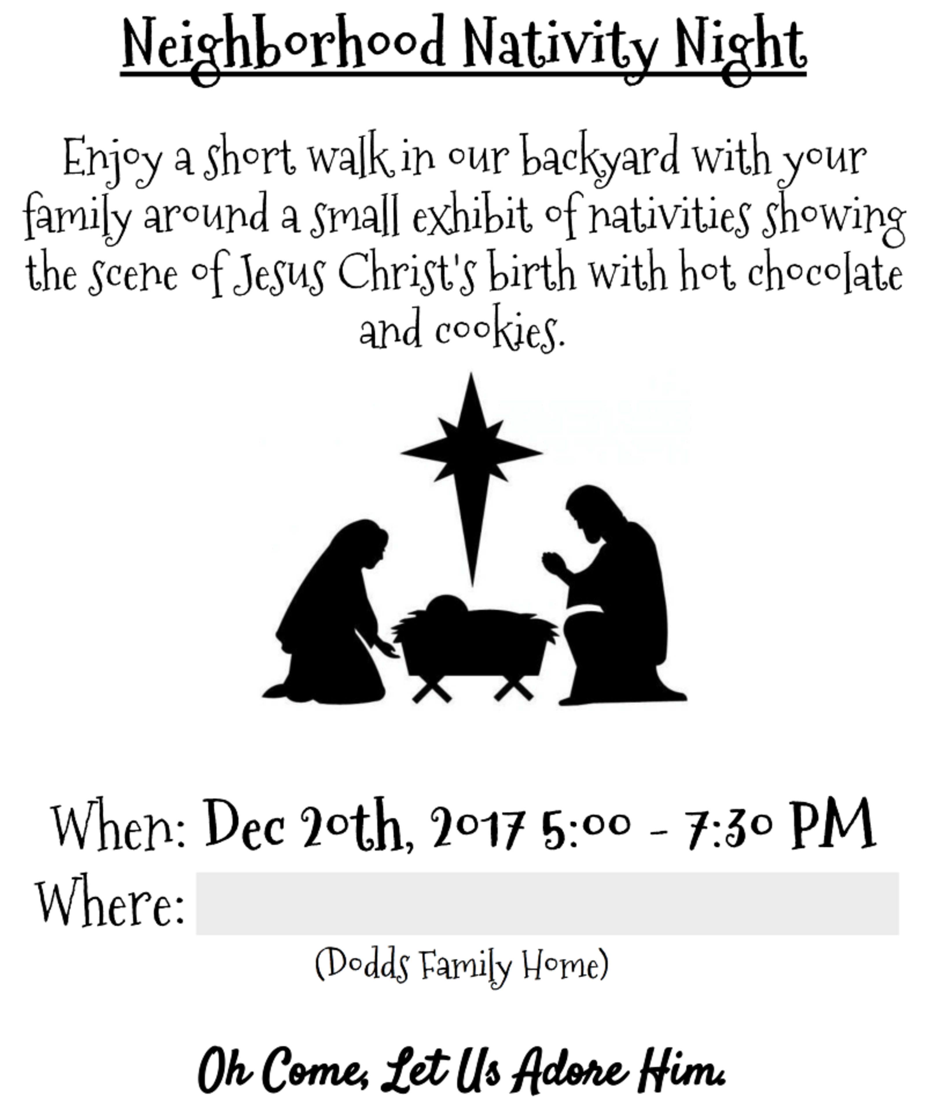 Invitation to neighborhood nativity night